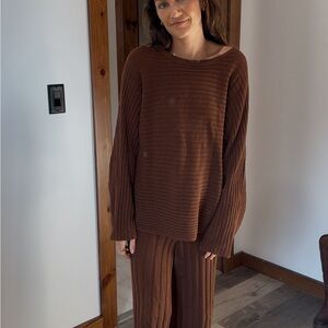 Free People Brown Crew Neck Sweater